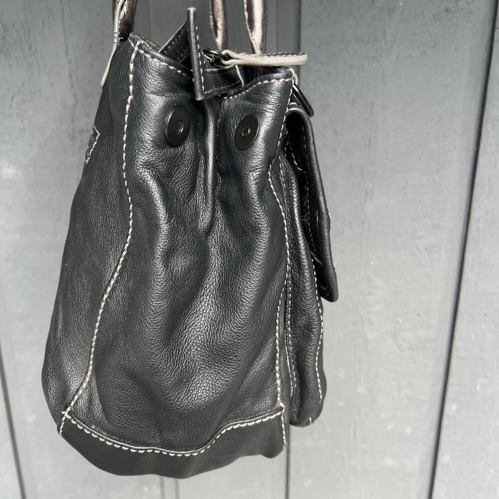 Liebeskind Berlin Leather Shoulder Bag Satchel Black Metallic Slouchy Soft Purse - Picture 14 of 16